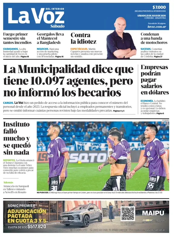 Tapa del diario