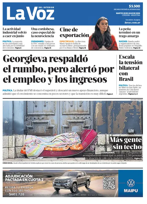 Tapa del diario
