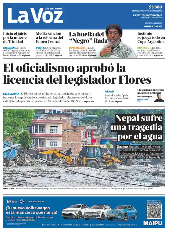Tapa del diario