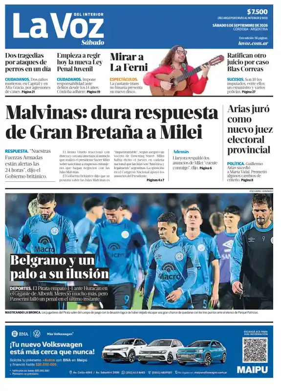 Tapa del diario