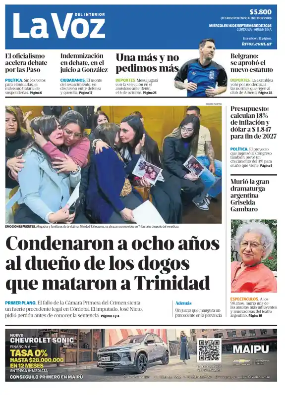 Tapa del diario