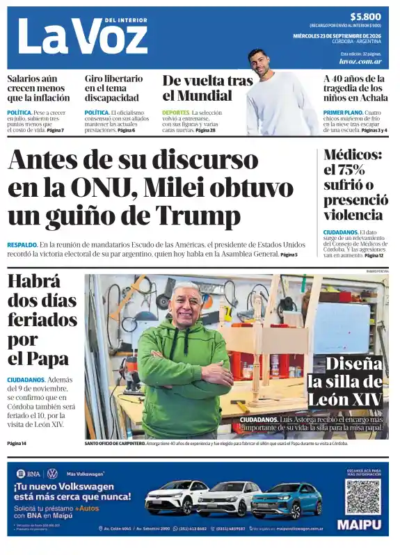 Tapa del diario