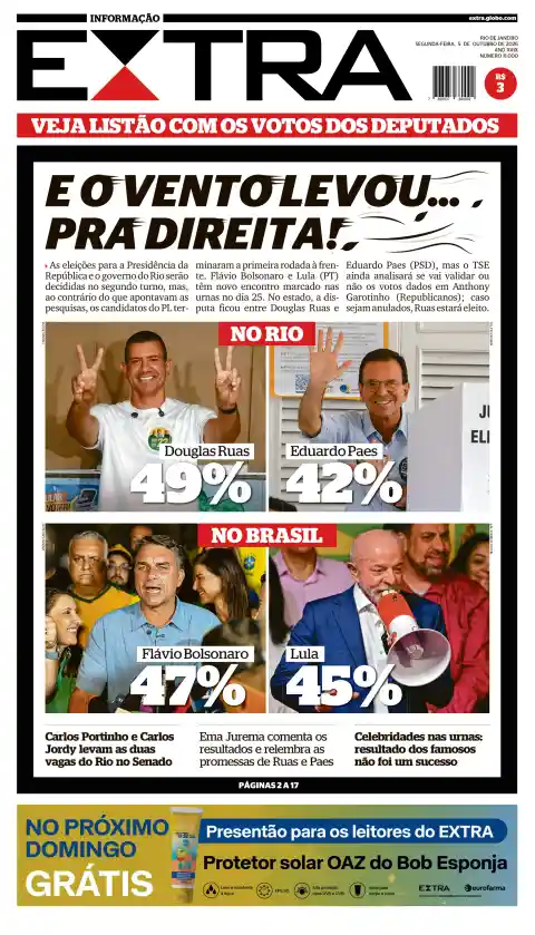 Portada de Extra del 5 de octubre de 2026. Titular: Y se lo llevó el viento... ¡hacia la derecha!