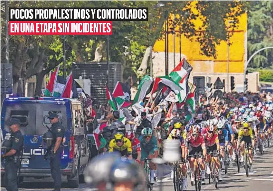 POCOS PROPALESTINOS Y CONTROLADOS EN UNA ETAPA SIN INCIDENTES