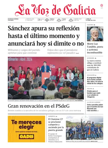 La Voz de Galicia (Ourense) - 29 Apr. 2024