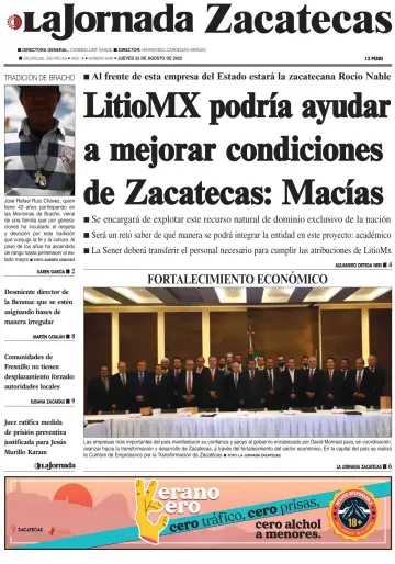 La Jornada Zacatecas - 25 Aug 2022