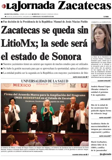 La Jornada Zacatecas - 31 Aug 2022