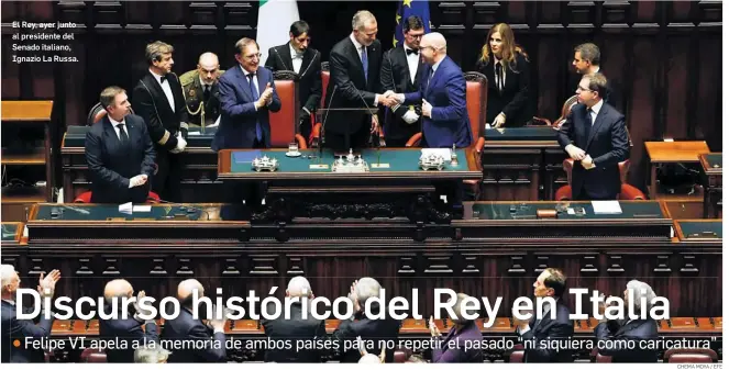 DISCURSO HISTÓRICO DEL REY EN ITALIA