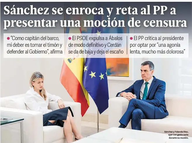 SÁNCHEZ SE ENROCA Y RETA AL PP A PRESENTAR UNA MOCIÓN DE CENSURA