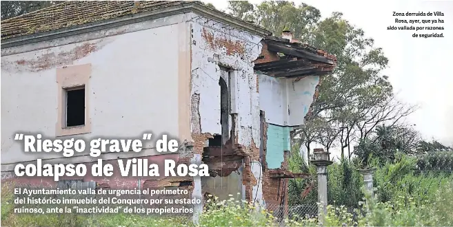 “RIESGO GRAVE” DE COLAPSO DE VILLA ROSA
