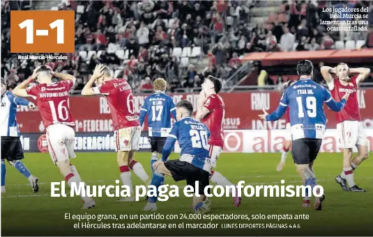EL MURCIA PAGA EL CONFORMISMO