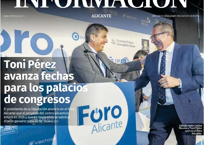 TONI PÉREZ AVANZA FECHAS PARA LOS PALACIOS DE CONGRESOS