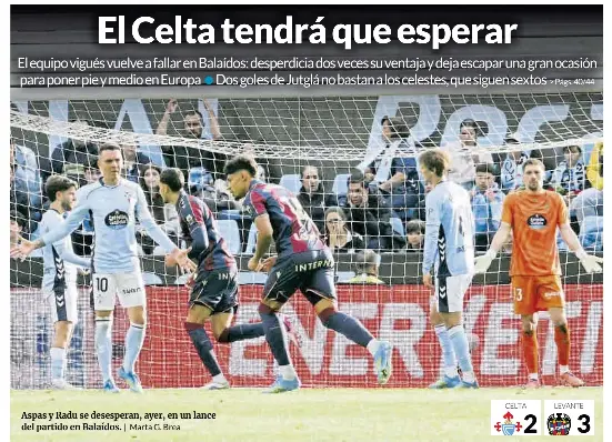 EL CELTA TENDRÁ QUE ESPERAR