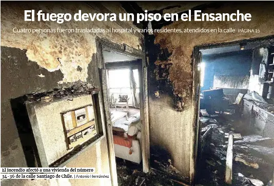 EL FUEGO DEVORA UN PISO EN EL ENSANCHE
