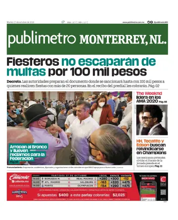 Publimetro Monterrey - 27 Oct 2020