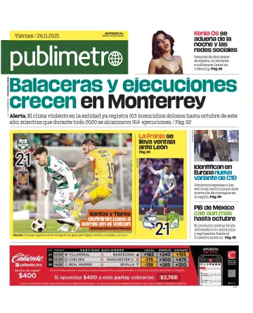 Publimetro Monterrey - 26 Nov 2021
