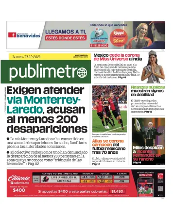 Publimetro Monterrey - 13 Dec 2021