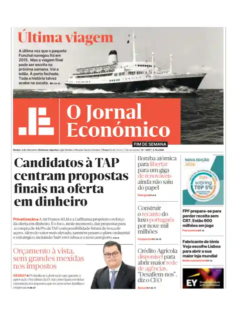 Jornal Económico, last edition of Friday, 2 October 2026