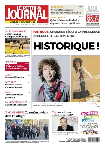 Le Petit Journal - L’hebdo local de l’Ariège - 15 Nov 2019
