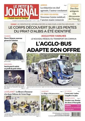Le Petit Journal - L’hebdo local de l’Ariège - 18 Nov 2022