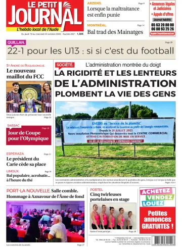 Le Petit Journal - L'hebdo local de l'Aude - 19 Oct 2023