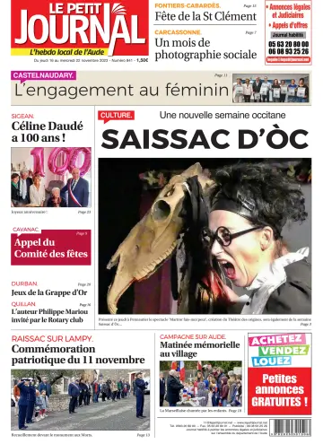 Le Petit Journal - L'hebdo local de l'Aude - 16 Nov 2023