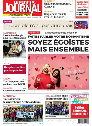 Le Petit Journal - L'hebdo local de l'Aude - 15 Feabh 2024