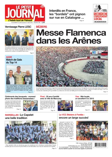 Le Petit Journal - L'hebdo local de l'Hérault - 21 Aug 2015