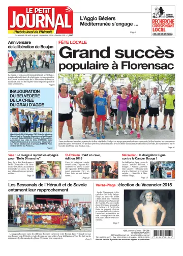 Le Petit Journal - L'hebdo local de l'Hérault - 28 Aug 2015