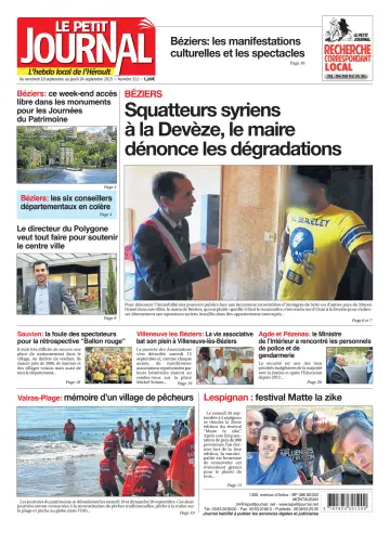 Le Petit Journal - L'hebdo local de l'Hérault - 18 Sep 2015