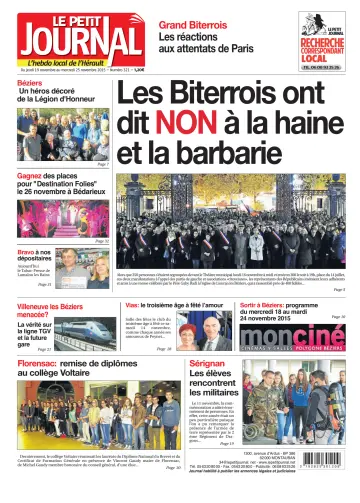 Le Petit Journal - L'hebdo local de l'Hérault - 20 Nov 2015