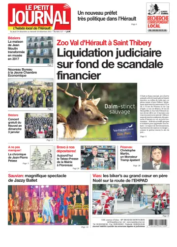 Le Petit Journal - L'hebdo local de l'Hérault - 25 Dec 2015