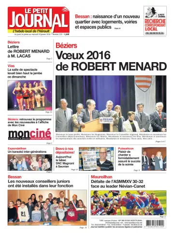 Le Petit Journal - L'hebdo local de l'Hérault - 15 Jan 2016