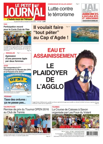 Le Petit Journal - L'hebdo local de l'Hérault - 5 Aug 2016