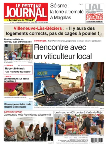 Le Petit Journal - L'hebdo local de l'Hérault - 30 Sep 2016