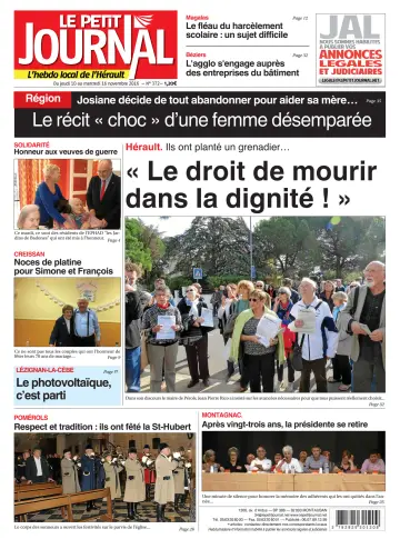 Le Petit Journal - L'hebdo local de l'Hérault - 11 Nov 2016