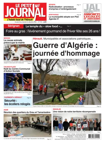 Le Petit Journal - L'hebdo local de l'Hérault - 9 Dec 2016
