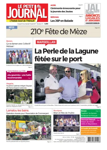 Le Petit Journal - L'hebdo local de l'Hérault - 11 Aug 2017
