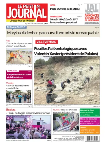 Le Petit Journal - L'hebdo local de l'Hérault - 25 Aug 2017