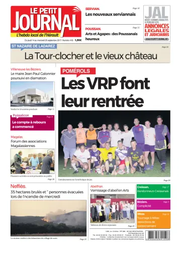 Le Petit Journal - L'hebdo local de l'Hérault - 15 Sep 2017