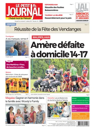 Le Petit Journal - L'hebdo local de l'Hérault - 6 Oct 2017