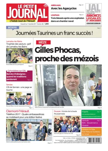 Le Petit Journal - L'hebdo local de l'Hérault - 3 Nov 2017
