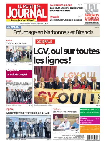 Le Petit Journal - L'hebdo local de l'Hérault - 8 Dec 2017