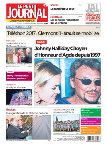 Le Petit Journal - L'hebdo local de l'Hérault - 15 Dec 2017