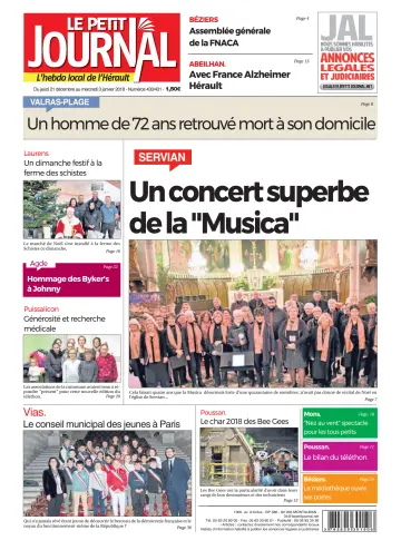 Le Petit Journal - L'hebdo local de l'Hérault - 22 Dec 2017