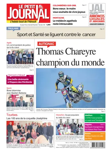 Le Petit Journal - L'hebdo local de l'Hérault - 19 Jan 2018