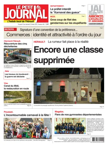 Le Petit Journal - L'hebdo local de l'Hérault - 16 Feb 2018