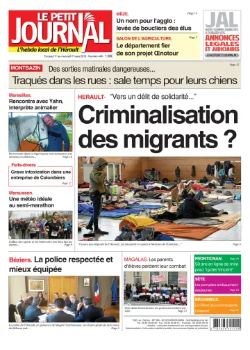 Le Petit Journal - L'hebdo local de l'Hérault - 2 Mar 2018