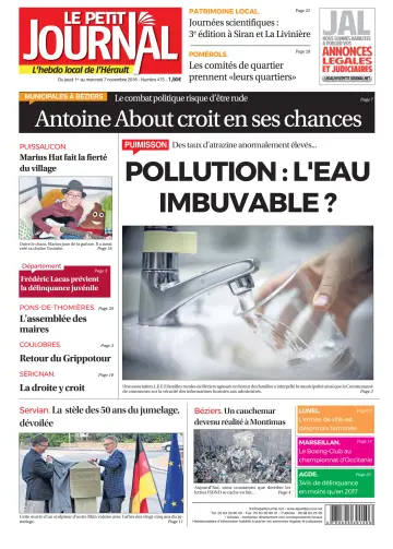 Le Petit Journal - L'hebdo local de l'Hérault - 2 Nov 2018