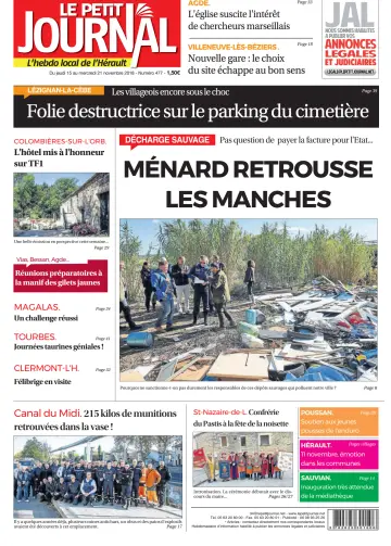 Le Petit Journal - L'hebdo local de l'Hérault - 16 Nov 2018